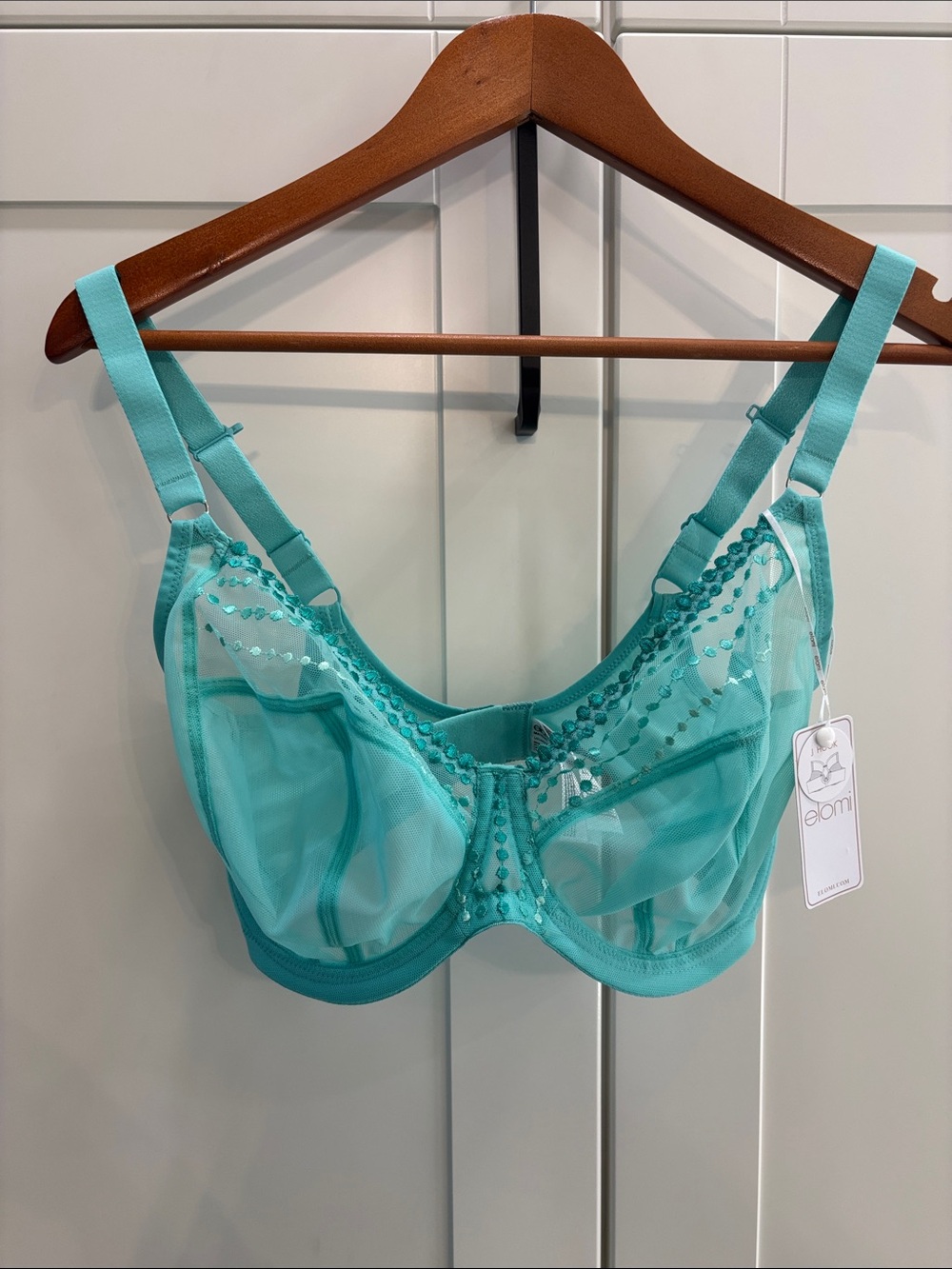 Elomi Turquoise Embellished Sheer Underwire Bra